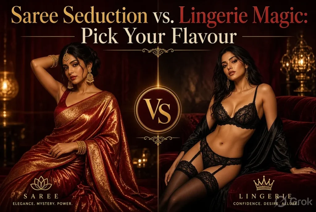 Saree Seduction vs Lingerie Magic , Pick Your Flavour